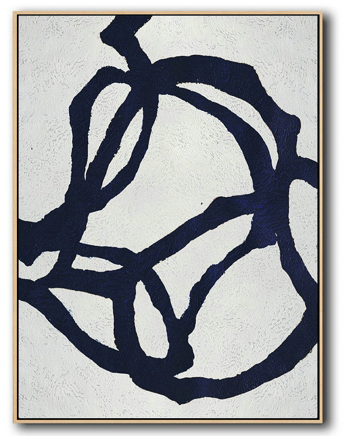Buy Hand Painted Navy Blue Abstract Painting Online,Handmade Acrylic Painting #N7Z6